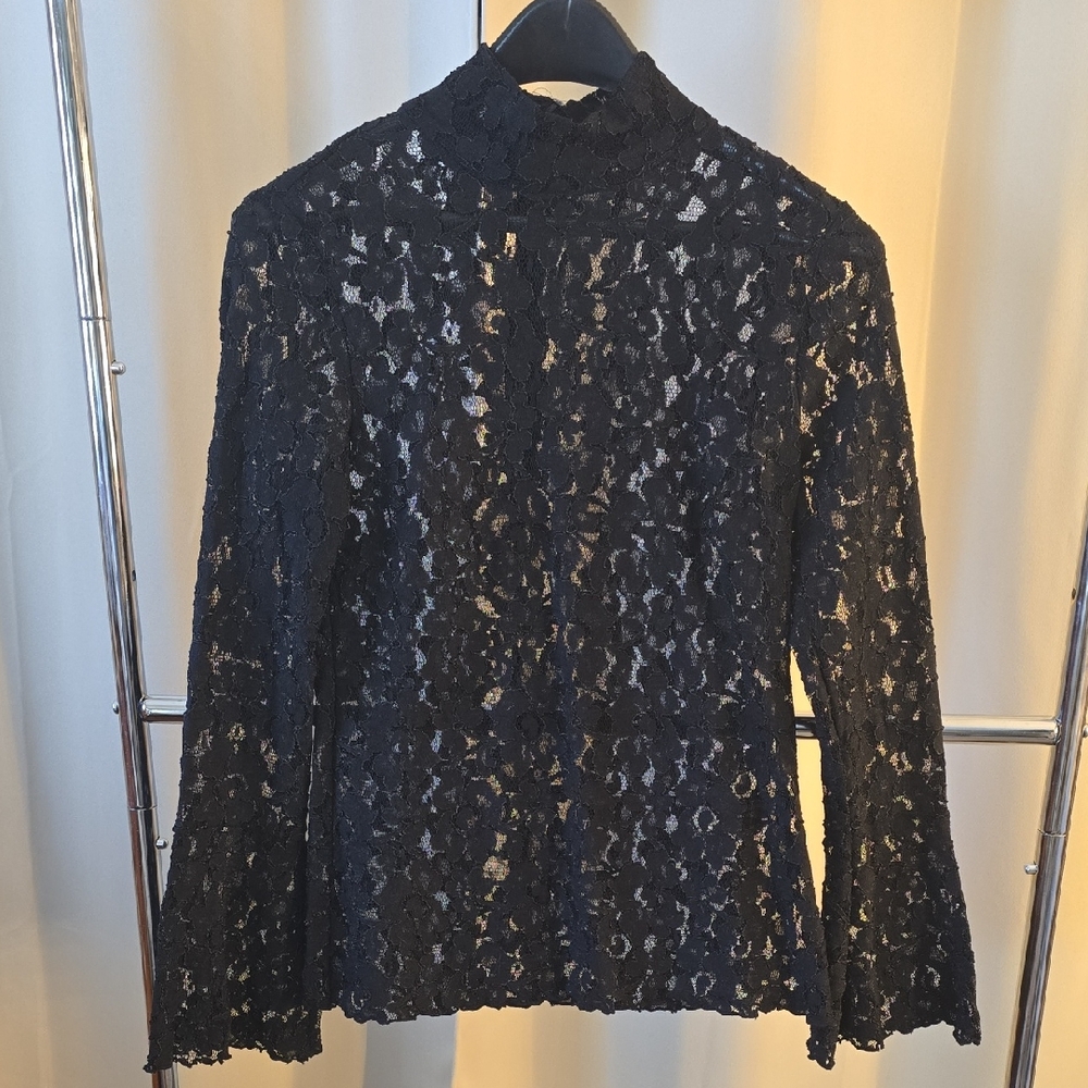 INC International Concepts Black Lace Blouse